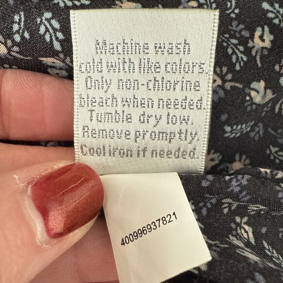 LC Lauren Conrad Satin Floral Back Tie Blouse Women's L Cottagecore Boho Fairy - Picture 7 of 10